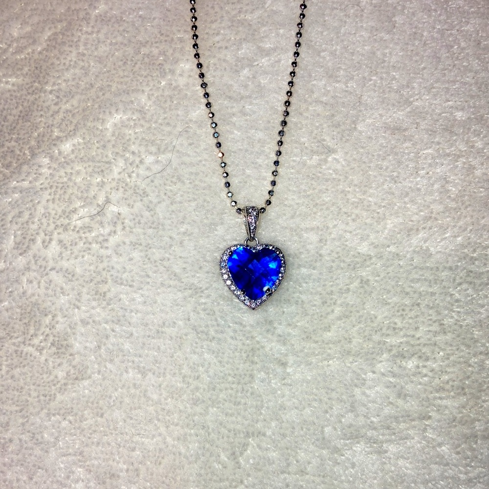 Blue Sapphire Heart Shaped Necklace